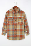 Oversized Flap Pockets Plaid Shacket with Slits