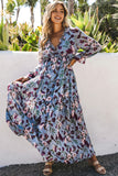 Multicolor Wild Lotus Ruffle Tiered Maxi Dress