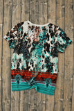 Bleached Western Print Blank Graphic T Shirt