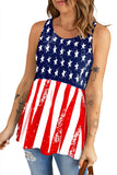 Stars Stripes Flag Print Longline Tank Top