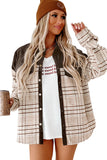 Plaid Patchwork Button-up Shift Shirt Jacket