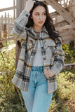 Plaid Print Pocketed Shirt Jacket