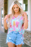 Abstract Print V Neck Dolman Blouse