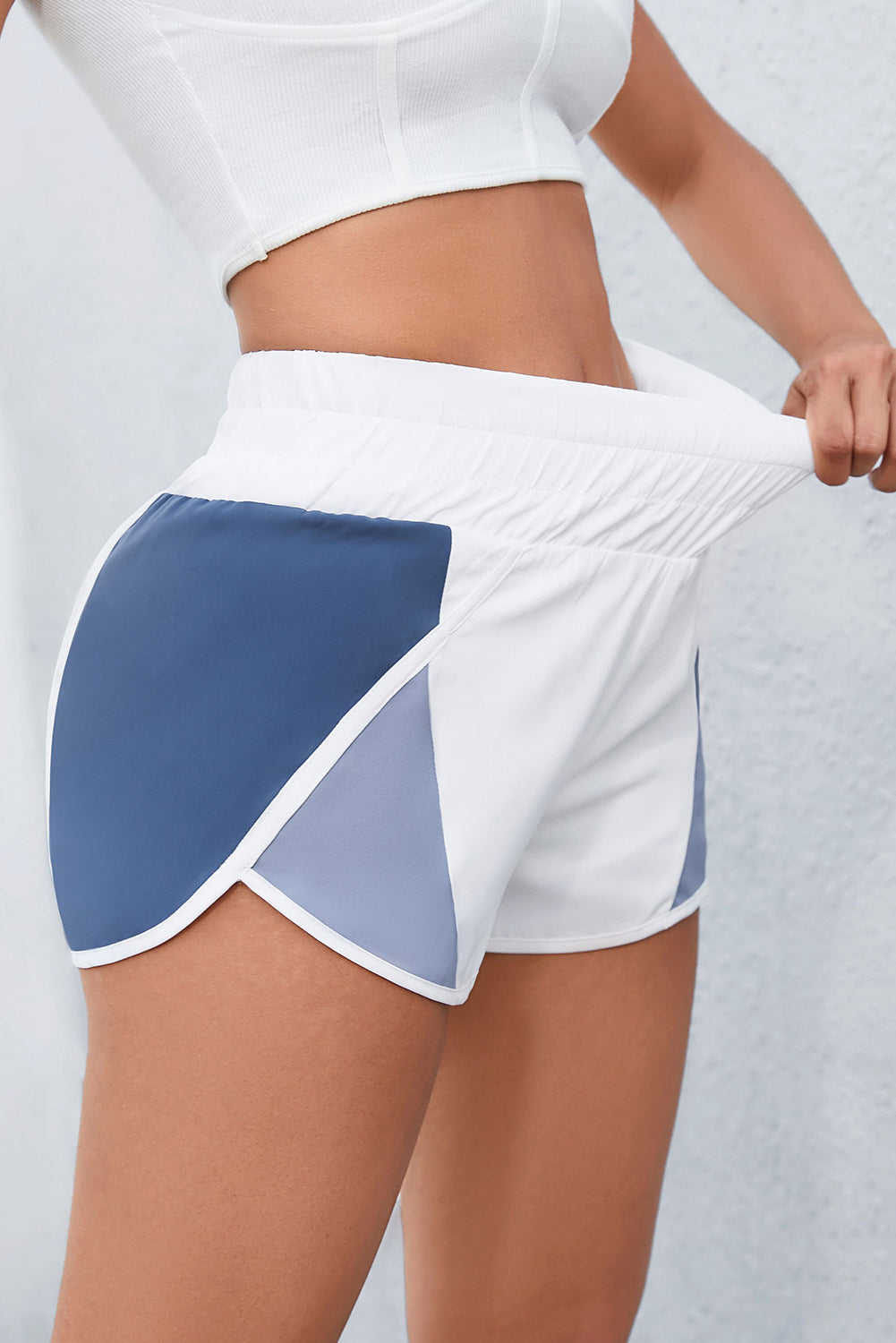 Color Block Split High Waist Shorts