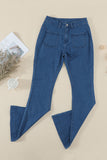 Vintage Casual Pocket Flared Jeans