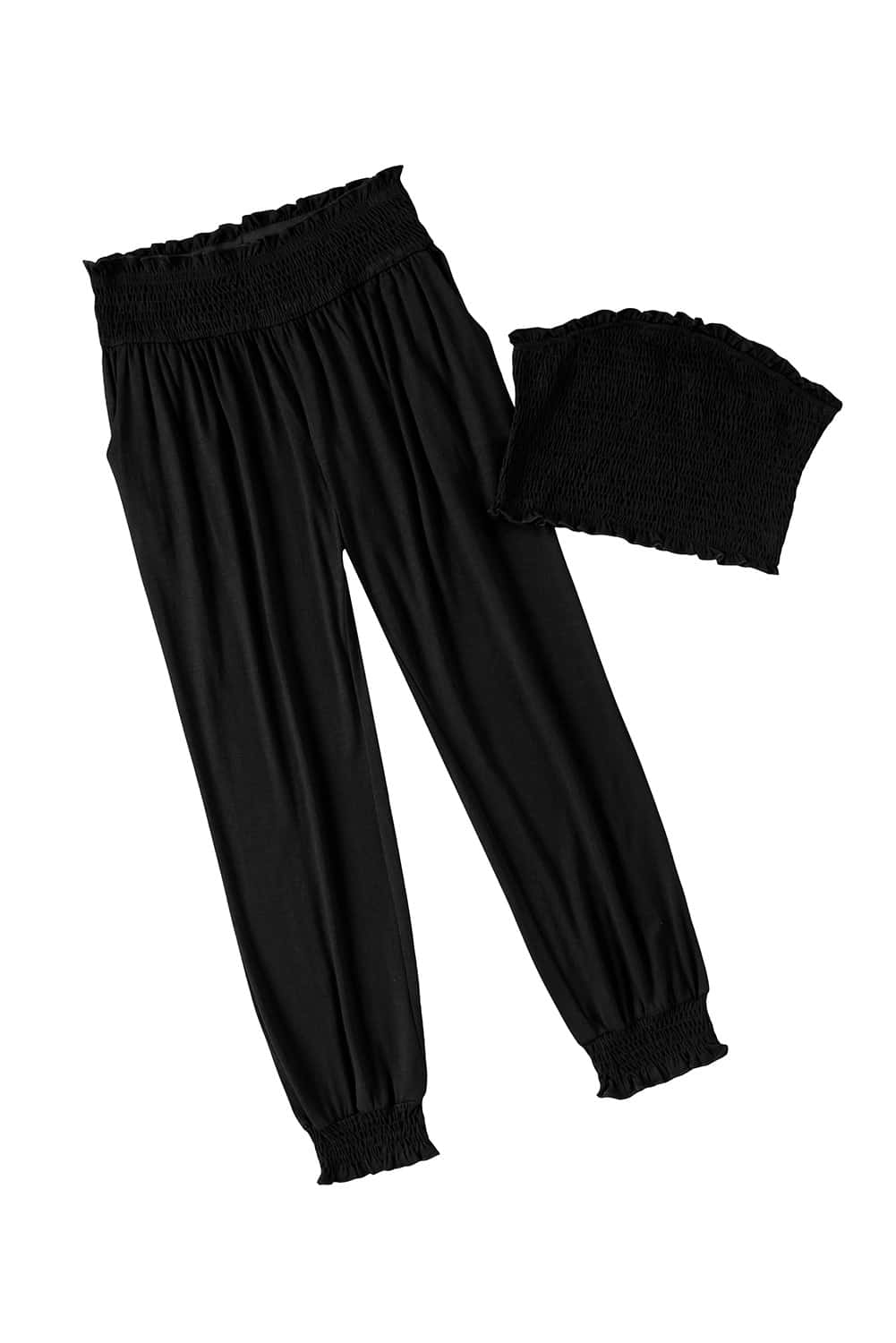 Smocked Tube Top and High Waist Pants Set