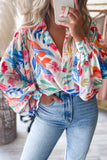 Vibrant Floral Printed Billowy Sleeve Shirt