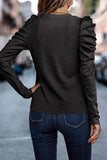 Buttoned Puff Long Sleeve Sheath Top