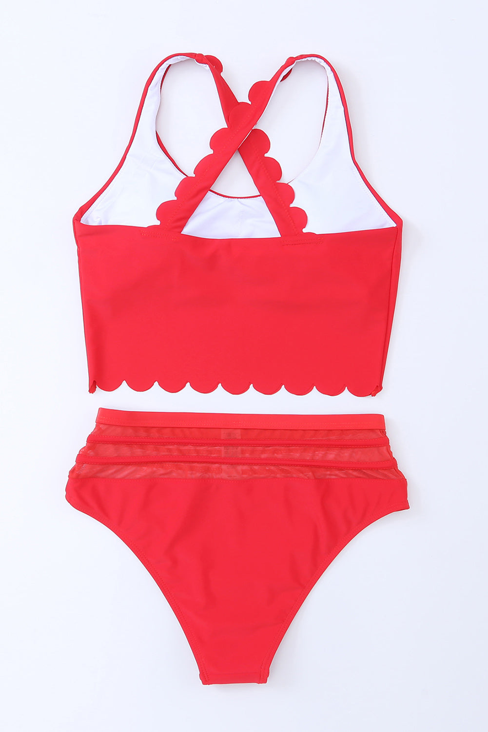 Scalloped Criss Cross High Waist Bikini