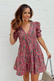 Vintage Puff Sleeve Side Pockets Floral Dress