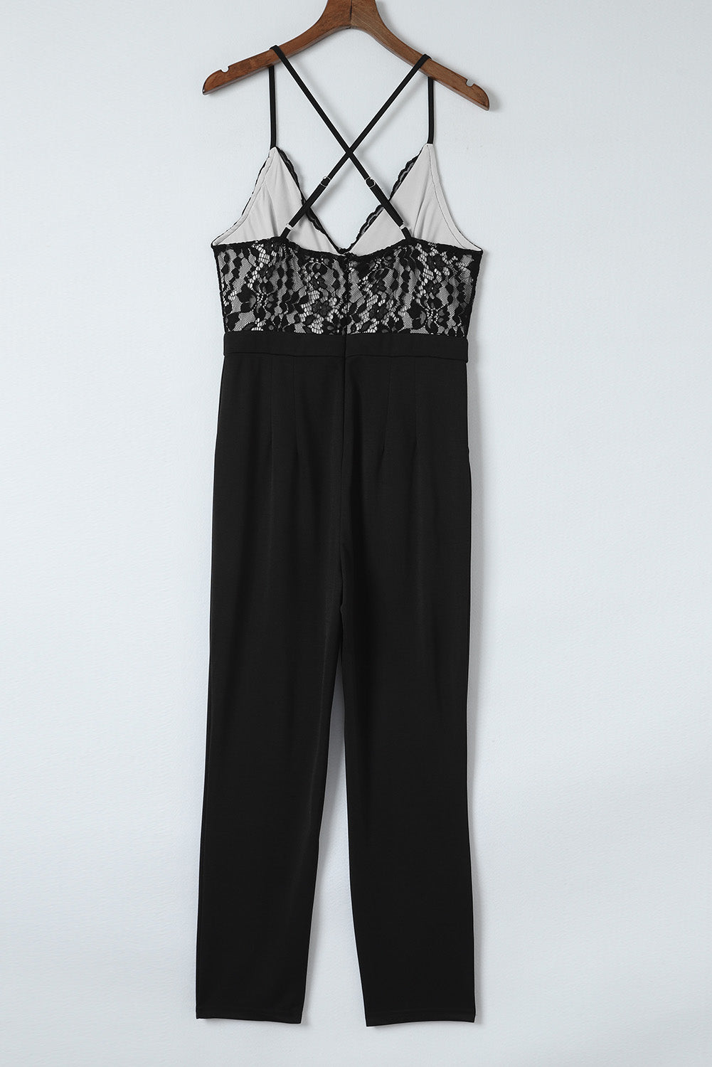 Spaghetti Straps Lace Bodice High Waist Jumpsuit