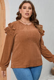 Plus Size Solid Ruffled Tiered Long Sleeve Top