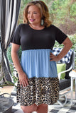 Colorblock Leopard Patchwork T Shirt Plus Size Dress