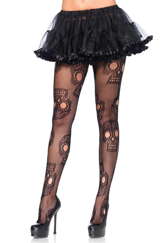 Halloween Skull Patterned Knit Pantyhose