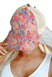 Floral Mesh Patchwork Criss Cross Baseball Cap