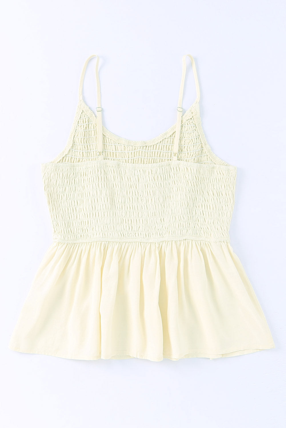 Ruffled Smocked Adjustable Straps Sleeveless Top