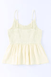 Ruffled Smocked Adjustable Straps Sleeveless Top