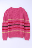 Striped Color Block Textured Knit Pullover Sweater