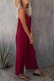 Spaghetti Straps Wide Leg Pocketed Jumpsuits