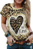 T-shirt à imprimé graphique Leopard Be Kind Heart 