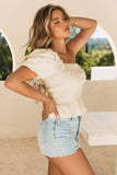 Ruffled One-shoulder Smocked Top