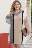 Mixed Boucl Color Block Plus Size Sweater Dress