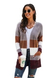 Open Front Colorblock Cardigan with Pockets