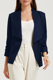 Solid Lapel Collar Satin Blazer