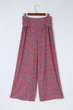 Ditsy Floral Print Tie Front Wide Leg Pants