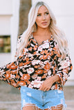 Floral Print 3/4 Sleeve Babydoll Blouse