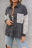 Leopard Patchwork Corduroy Buttoned Shirt Jacket