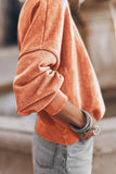 Sweat-shirt orange à col ras du cou et épaules tombantes