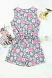 Vintage Wash Floral Print Sleeveless Romper