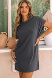 Bat Sleeve T-shirt Dress with Slits