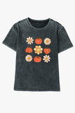 Black Mineral Washed Casual Short Sleeve Tee