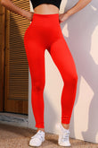 Leggings de sport taille haute froissés rouges