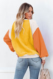 Rose Colorblock Long Sleeve Pullover Fleece Sweatshirt