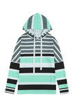 Multi Striped Drawstring Long Sleeve Hoodie