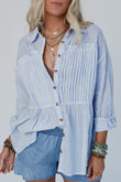 Sky Blue Stripe Striped Buttoned up Long Sleeve Shirt