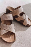 Woven Cross Criss Hollowed Slip-On Slippers