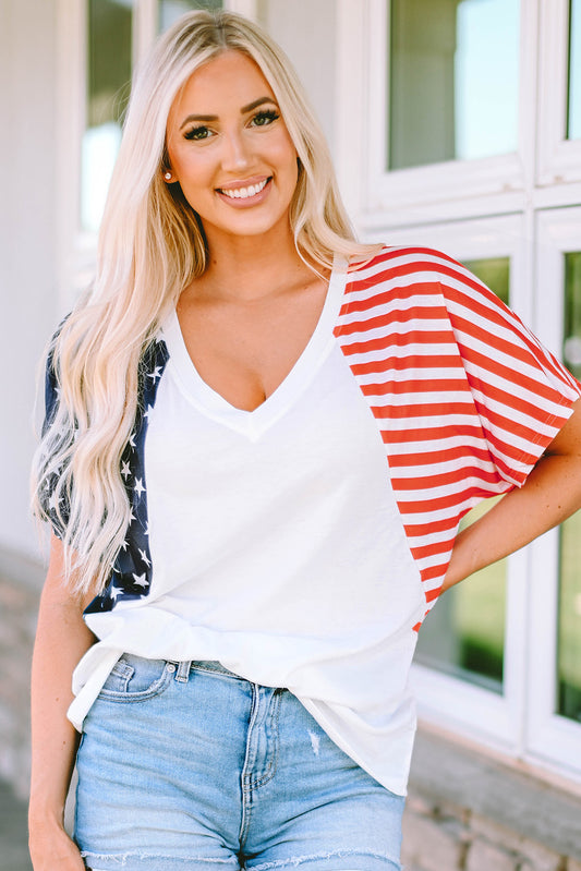 The US Stars and Stripes V Neck Tee