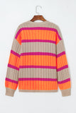 Striped Colorblock Drop Shoulder Slouchy Cardigan