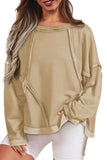 Exposed Seam Drop Shoulder Raw Hem Oversized Sweatshirt