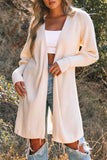 Solid Color Open Front Cardigan with Tie