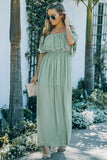 Off-the-shoulder Ruffled Maxi Dress with Split