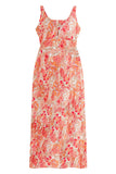 Floral Print V Neck Sleeveless Empire Waist Dress