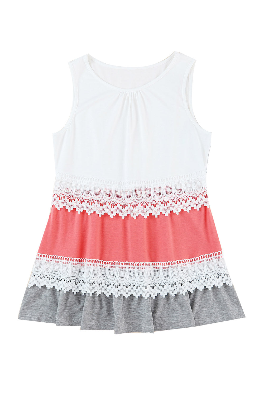 Crochet Lace Trim Color Block Tank Top