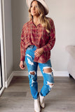 Plaid Frayed Stitching Long Sleeve Shirt