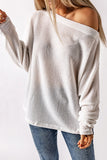 Waffle Knit Eyelet Long Sleeve Blouse