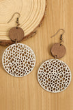 Hollow Out Wooden Round Drop Earrings